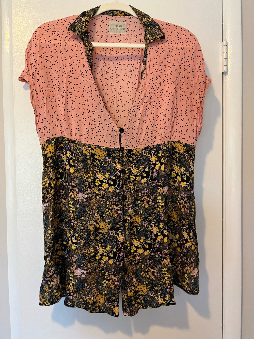 Urban Outfitters Pink & Black Mixed Floral Button-Up Top